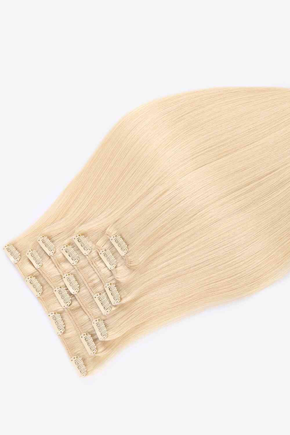 Extensions de cheveux humains indiens à clipser 20" 120 g en blond
