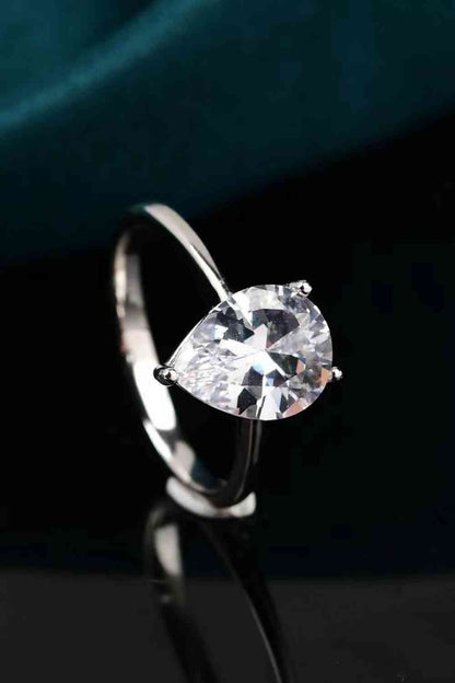 Bague Moissanite classique en forme de larme de 2 carats