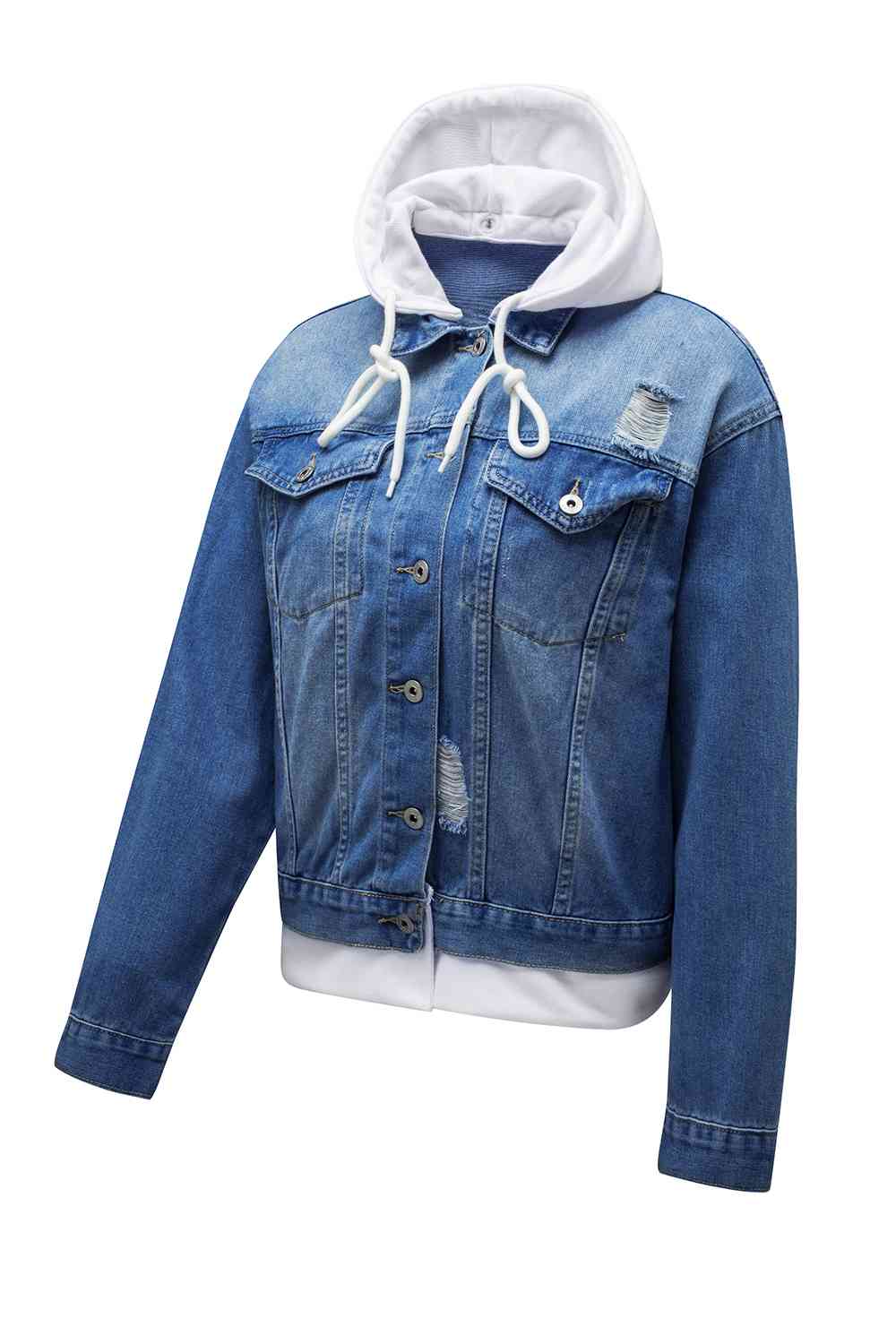 Veste en jean à capuche effet vieilli