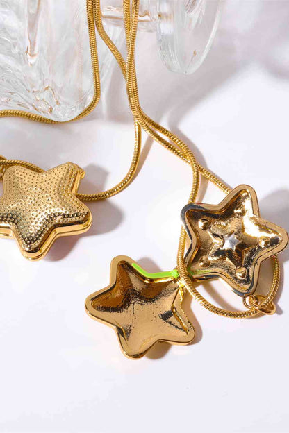 Rhinestone Decor Star Box Pendant Necklace