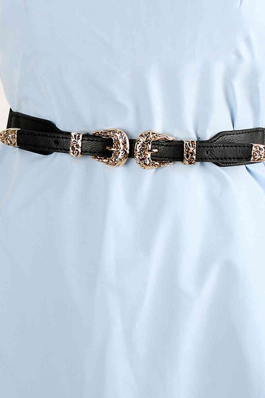 Ceinture en cuir PU à double boucle