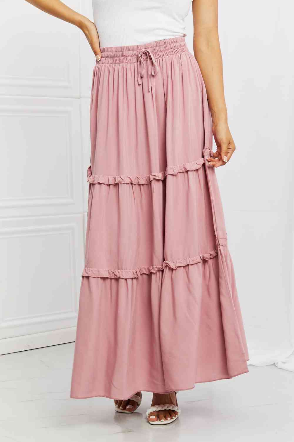 Zenana Summer Days Full Size Ruffled Maxi Skirt