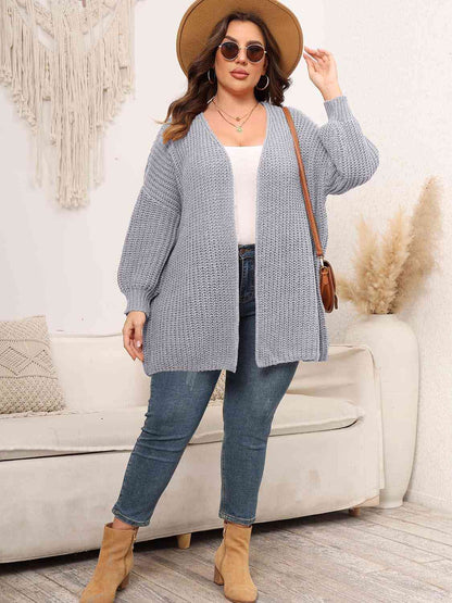 Cardigan en tricot ouvert sur le devant à épaules tombantes de grande taille