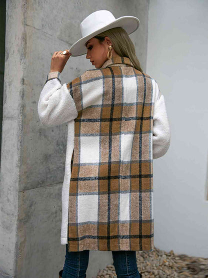 Plaid Dropped Shoulder Longline Coat