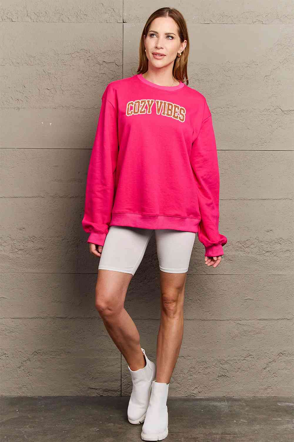 Simply Love Sweat-shirt graphique COSY VIBES pleine taille