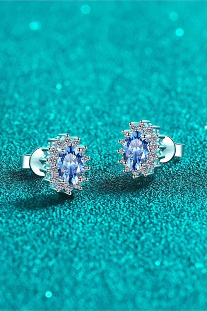 Boucles d'oreilles à tige en argent sterling 925 moissanite 1 carat