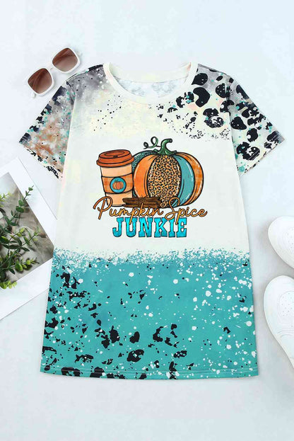 Camiseta de manga corta con cuello redondo y estampado PUMPKIN SPICE JUNKIE