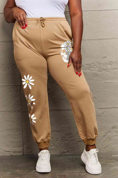 Simply Love Simply Love Pantalon de survêtement long avec cordon de serrage, motif fleur et crâne, pleine taille