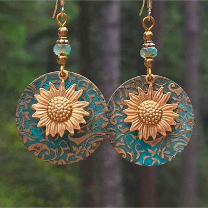 Boucles d'oreilles pendantes en alliage de tournesol