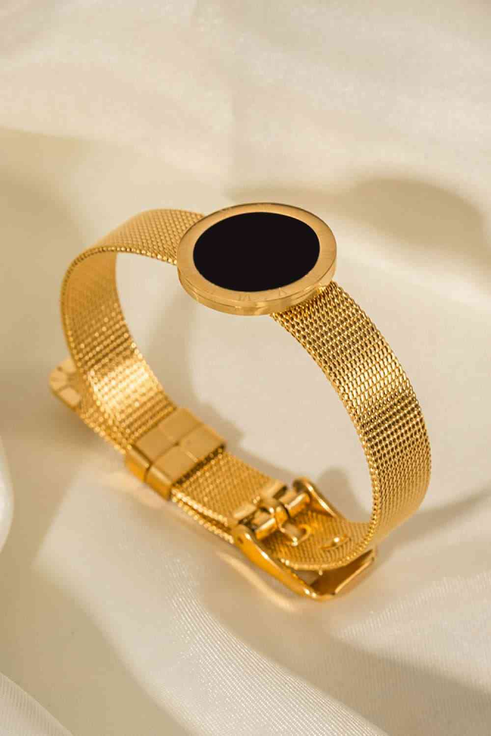 Pulsera Ancha De Cobre Bañada En Oro De 18 Quilates