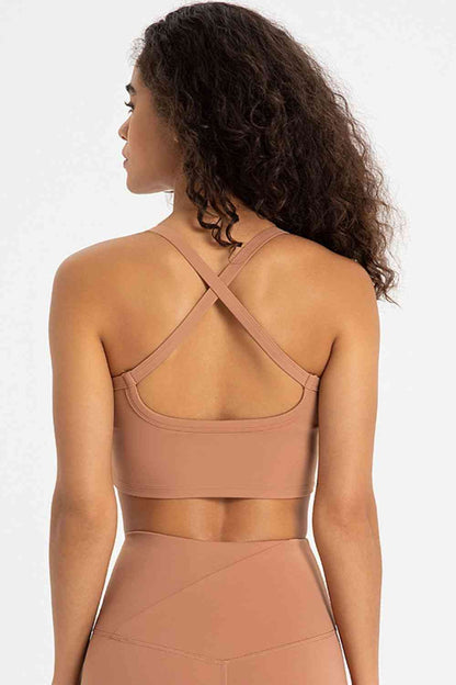 Soutien-gorge de sport à col en V et dos croisé