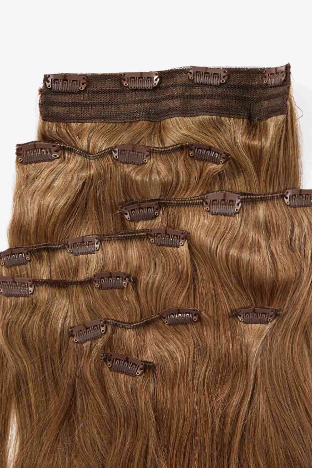 18''200g #1 Gardez-moi élégant Extensions de cheveux droites à clipser Cheveux humains