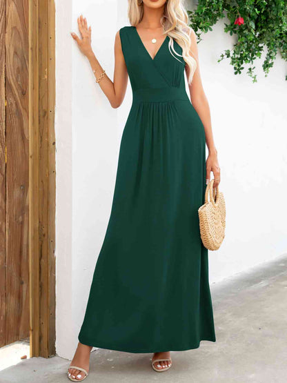 Surplice Neck Sleeveless Maxi Dress