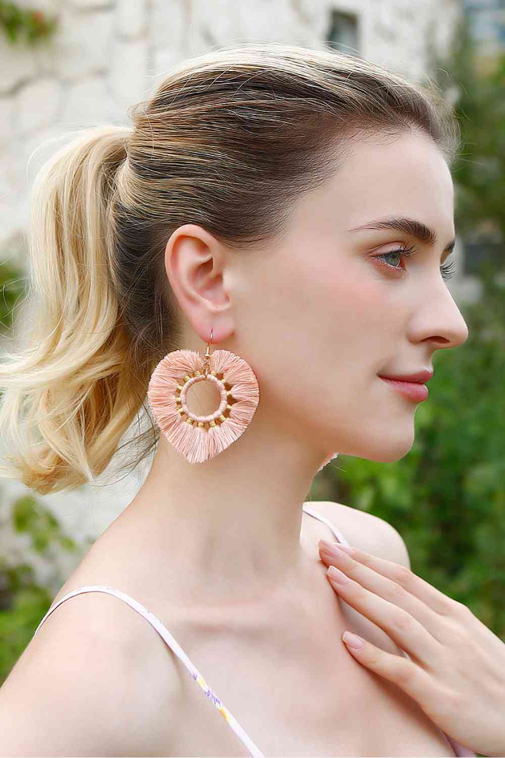 Boucles d'oreilles pendantes en forme de cœur à franges, 4 paires aléatoires