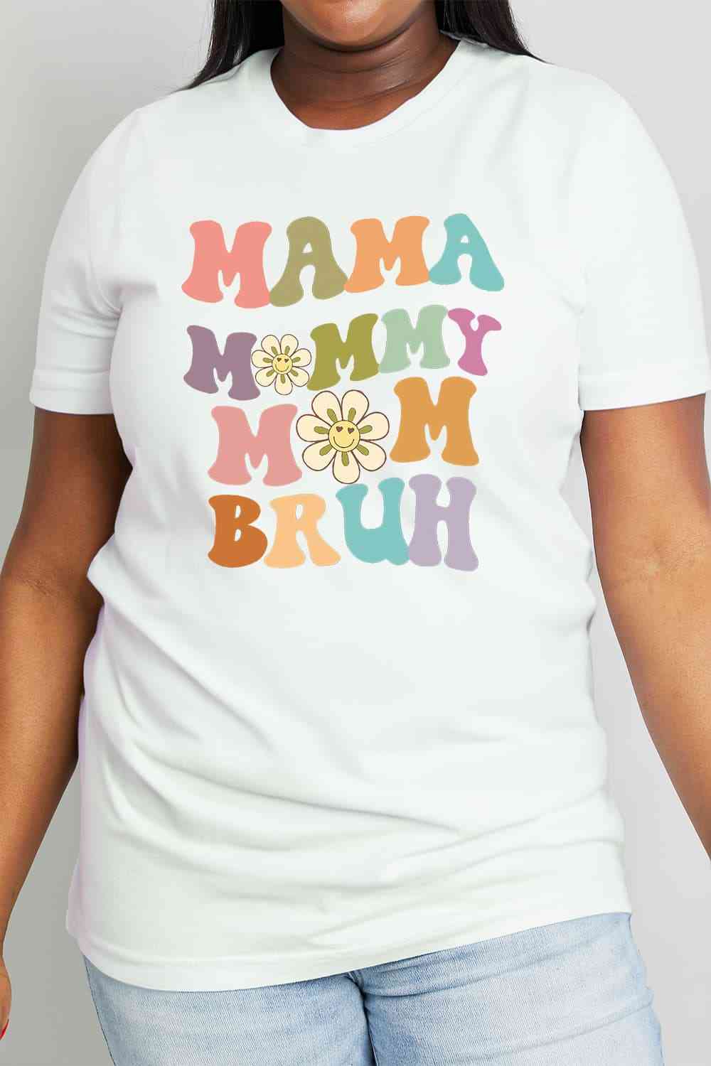 Simply Love T-shirt en coton graphique MAMA MY MOM BRUH pleine taille