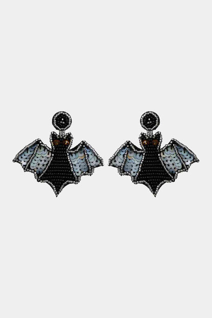 Bat Shape Beaded Dangle Earrings