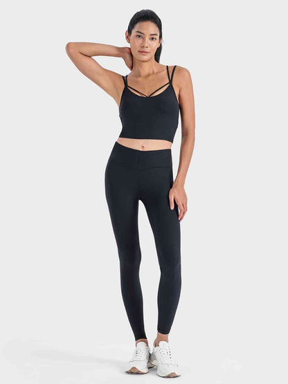 Camisole de sport côtelée à double bretelle