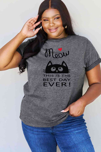 J'adore simplement MEOW en taille réelle, C'EST LE MEILLEUR JOUR DE JAMAIS ! T-shirt graphique en coton