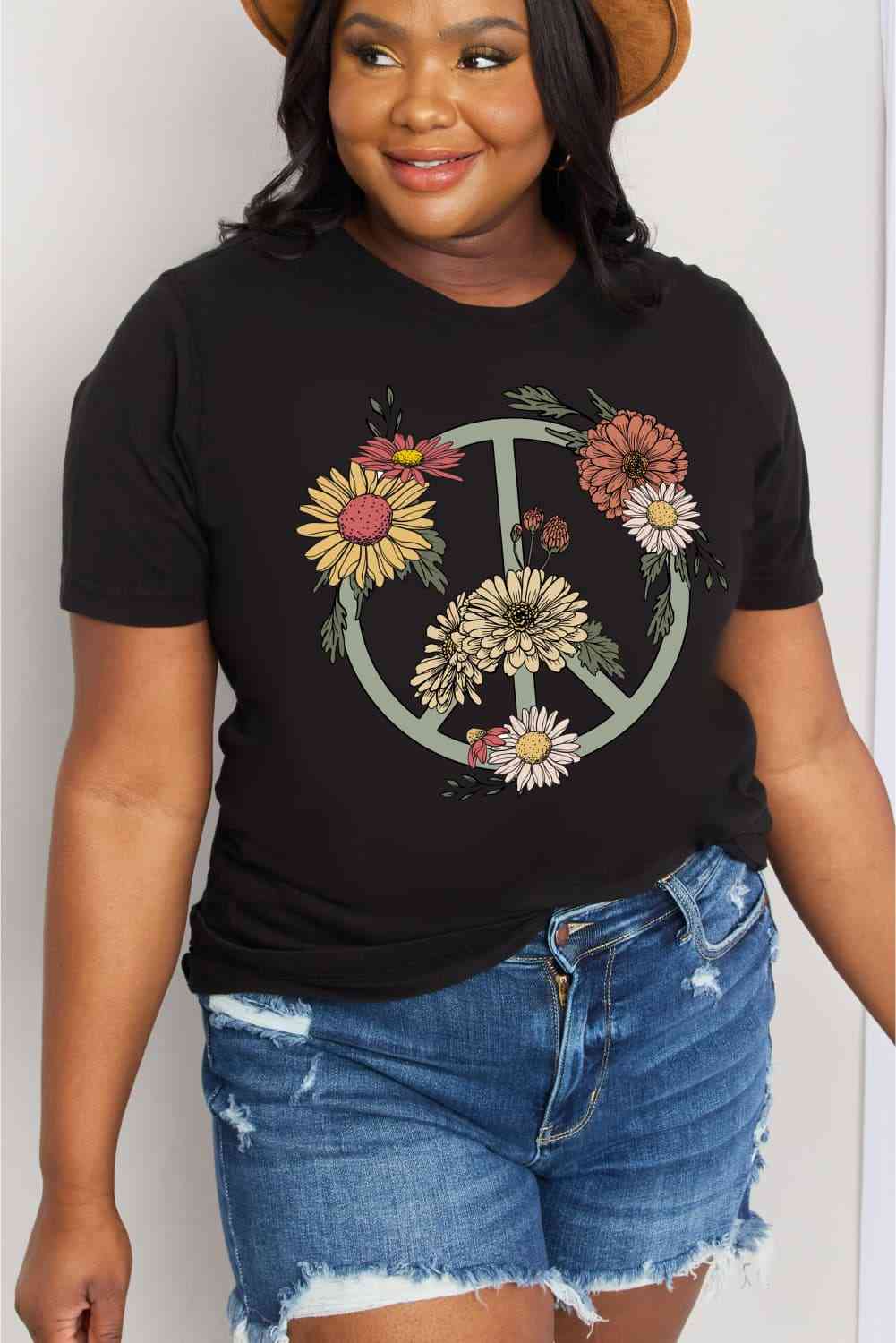 Simply Love Full Size Flower Graphic Cotton Tee