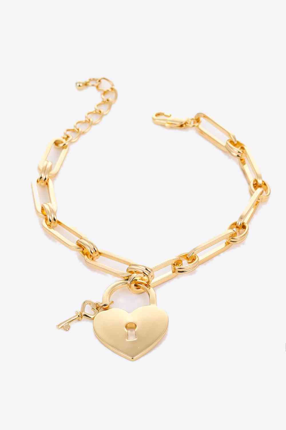 Pulsera de cadena con dije de candado de corazón