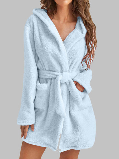 Robe à capuche avec lien à la taille