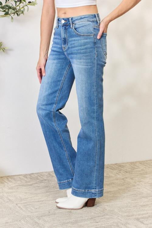 RISEN Jean droit taille haute pleine taille