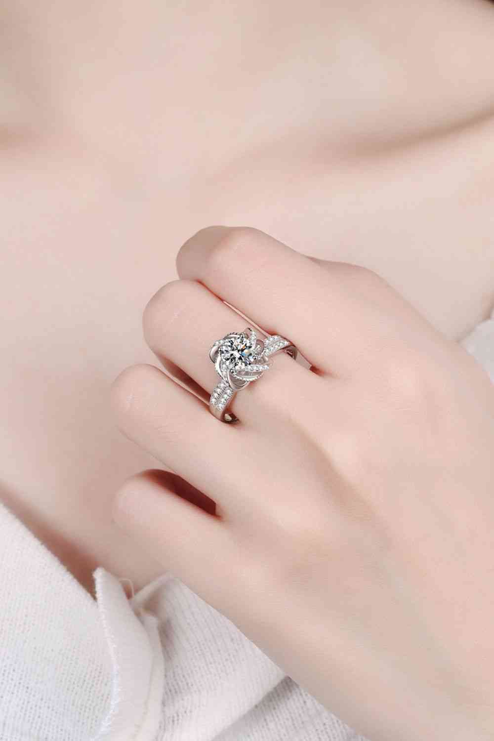 Bague en argent sterling 925 moissanite 1 carat