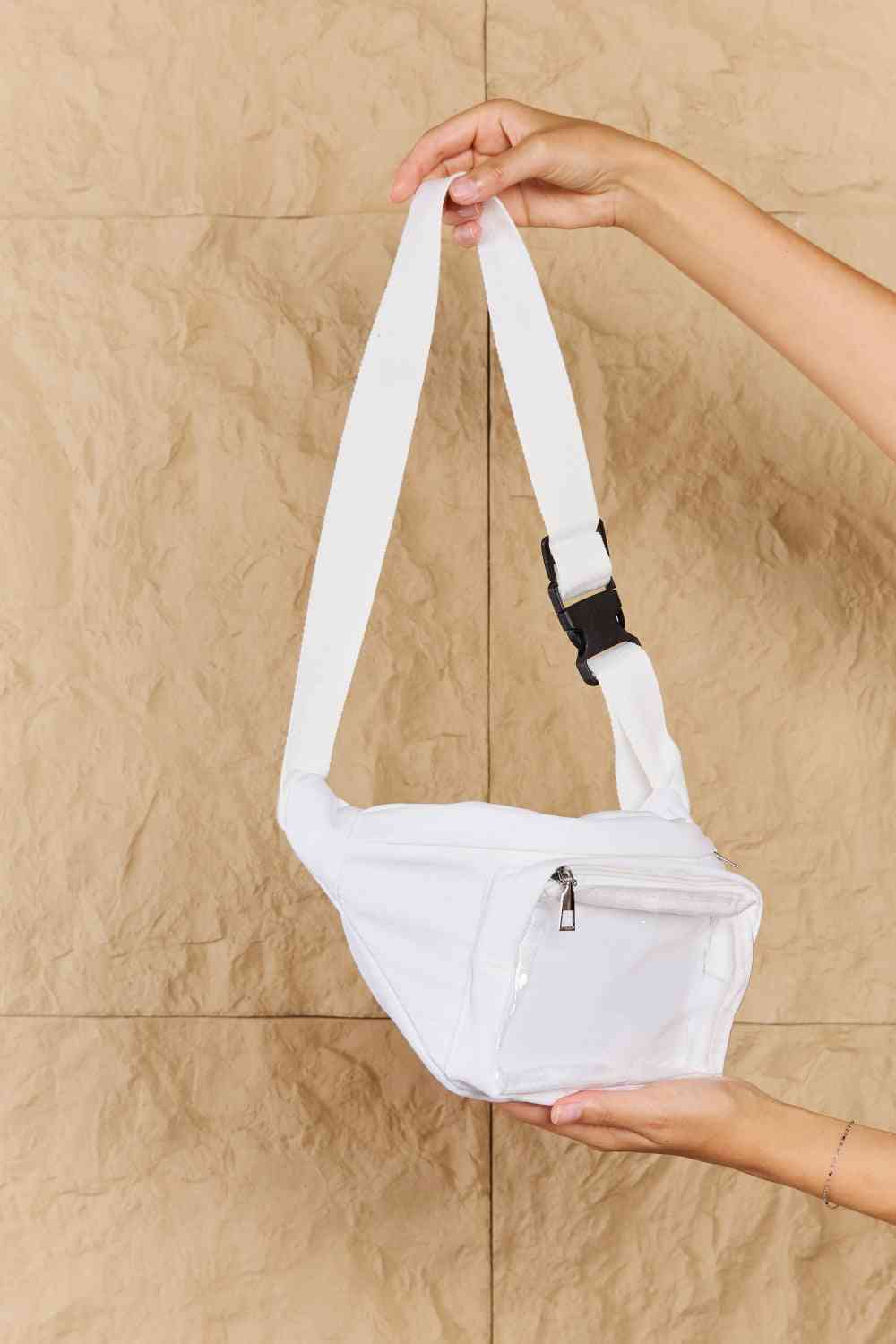 Fame Travel Buddy Sac banane transparent avec poche zippée