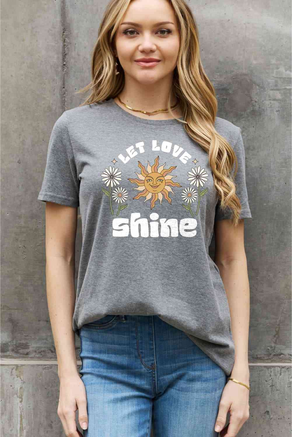 Simply Love T-shirt en coton graphique LET LOVE SHINE pleine taille