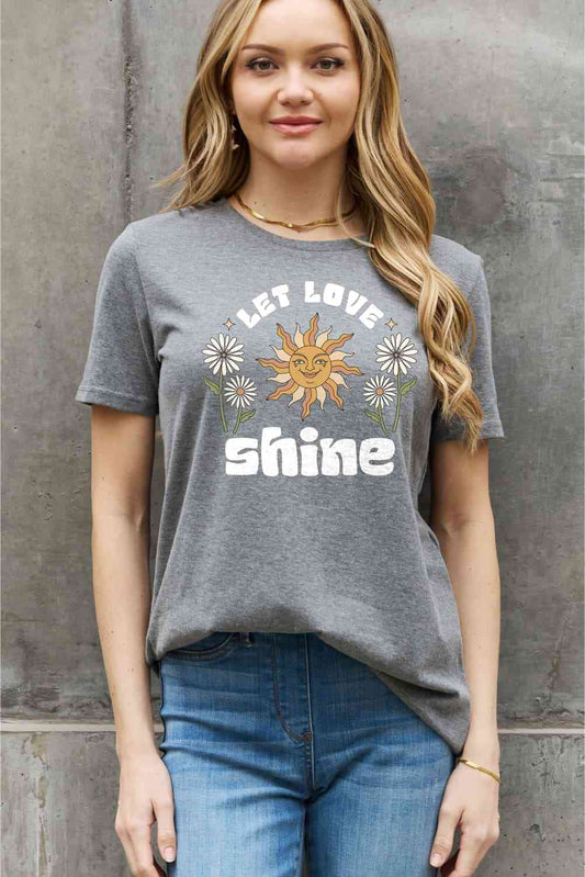 Simply Love T-shirt en coton graphique LET LOVE SHINE pleine taille