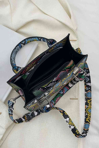 Sac à main en cuir PU imprimé peau de serpent