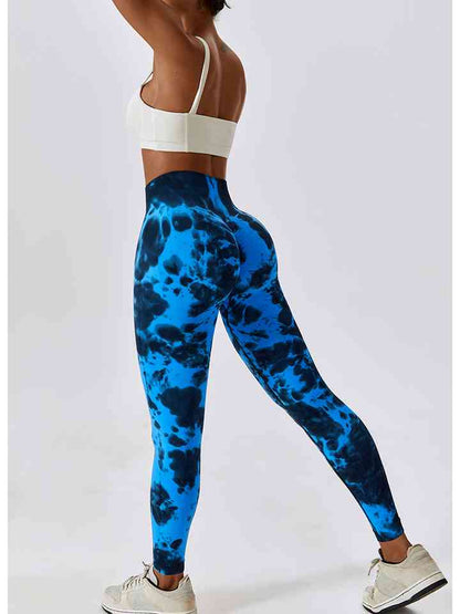 Leggings actifs à large ceinture tie-dye