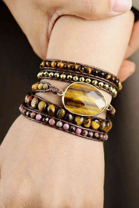 Pulsera de capas de piedra natural