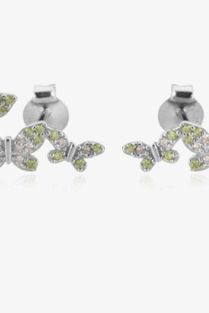 Boucles d'oreilles papillon en argent sterling 925 avec zircon