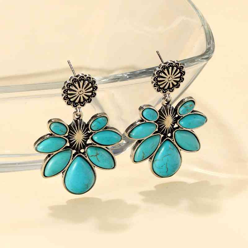 Boucles d'oreilles à fleurs turquoise artificielles