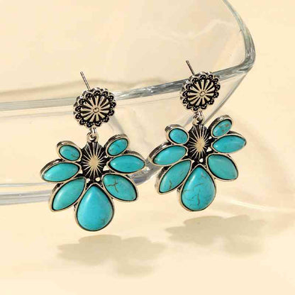 Boucles d'oreilles à fleurs turquoise artificielles