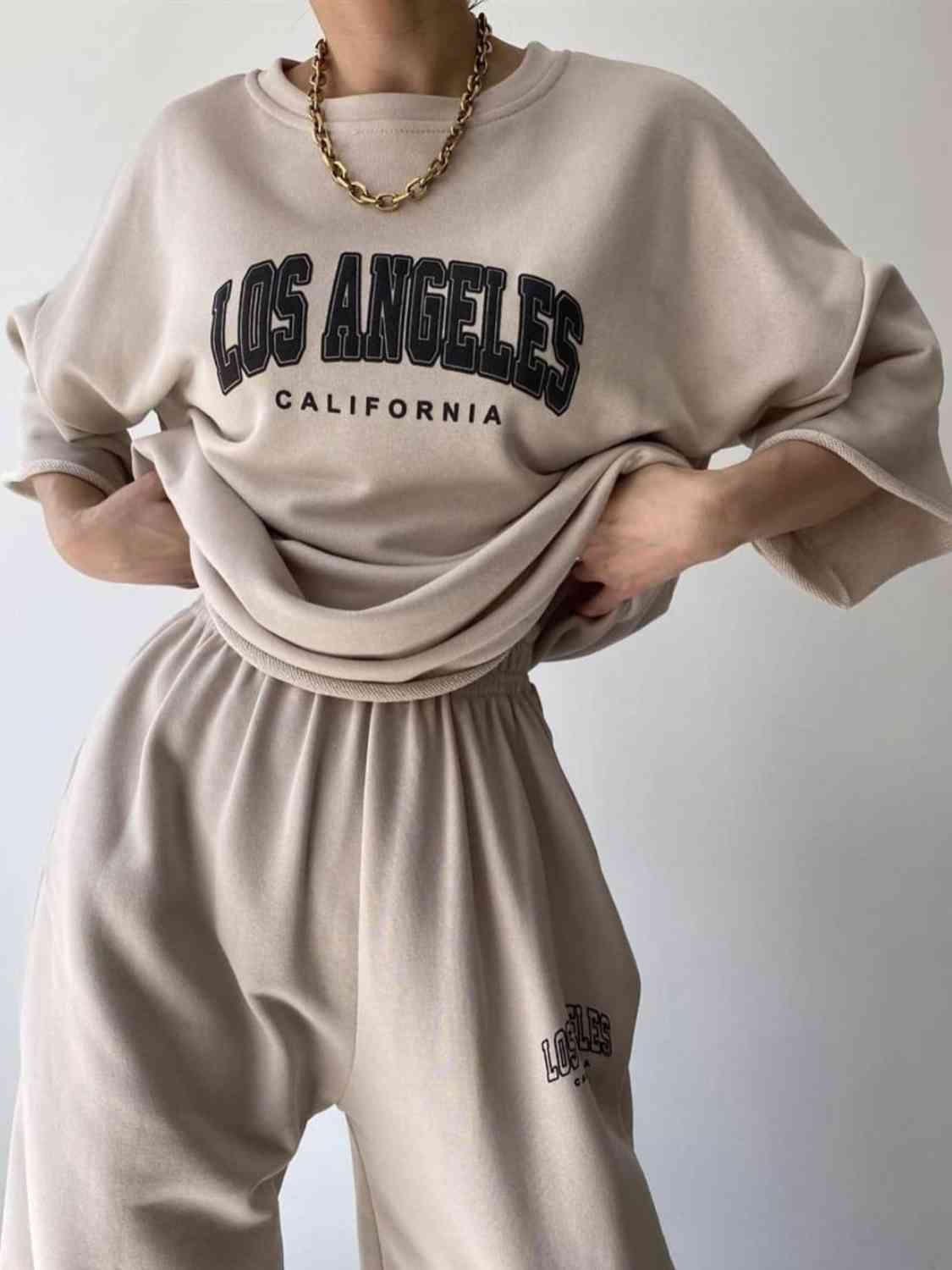 Ensemble sweat-shirt et pantalon de survêtement graphique LOS ANGELES CALIFORNIA