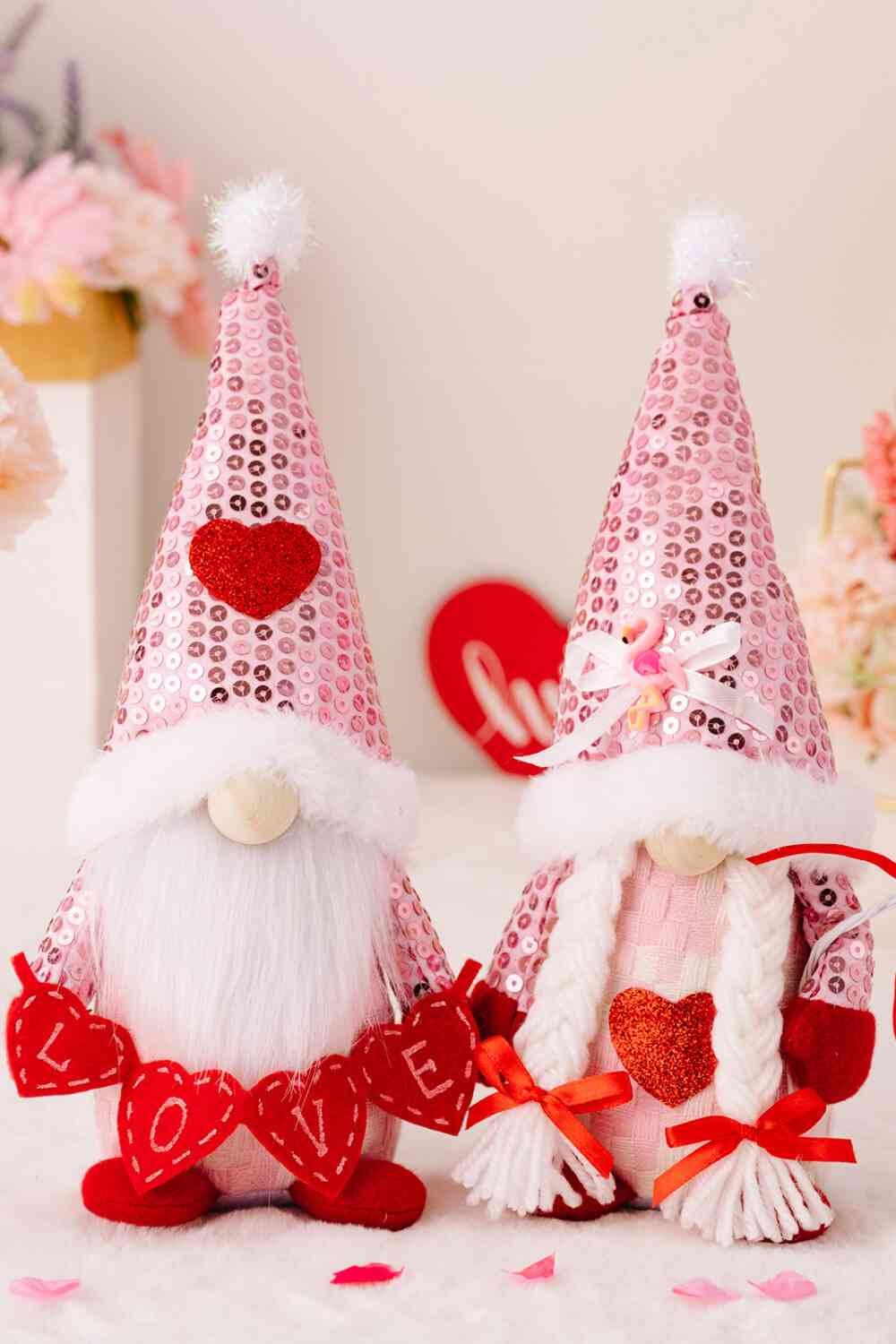 Chapeau pointu en forme de cœur à paillettes pour la fête des mères, Gnome sans visage