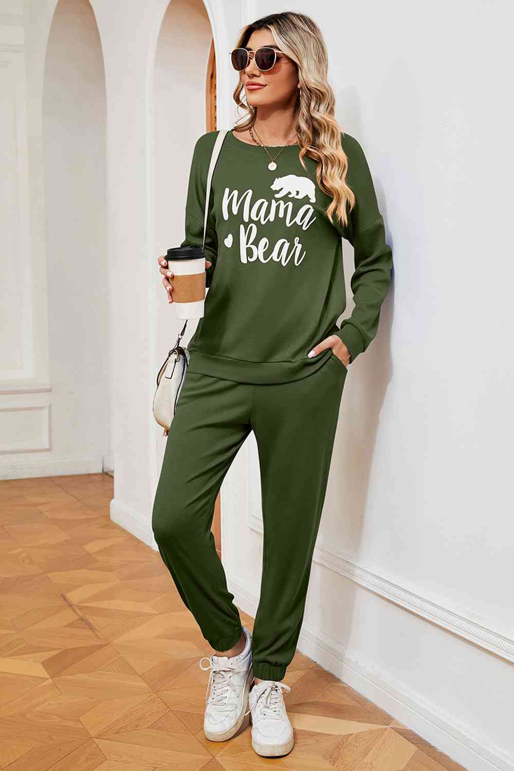 MAMA BEAR Ensemble sweat-shirt graphique et pantalon de survêtement