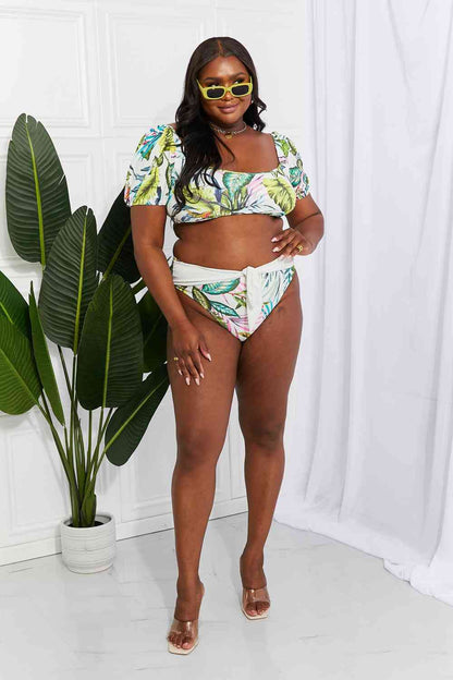 Marina West Swim Vacay Ready - Bikini à manches bouffantes à fleurs