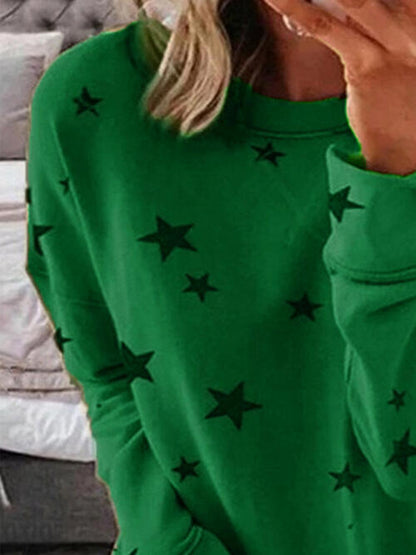 Sudadera con hombros caídos y cuello redondo con estrella