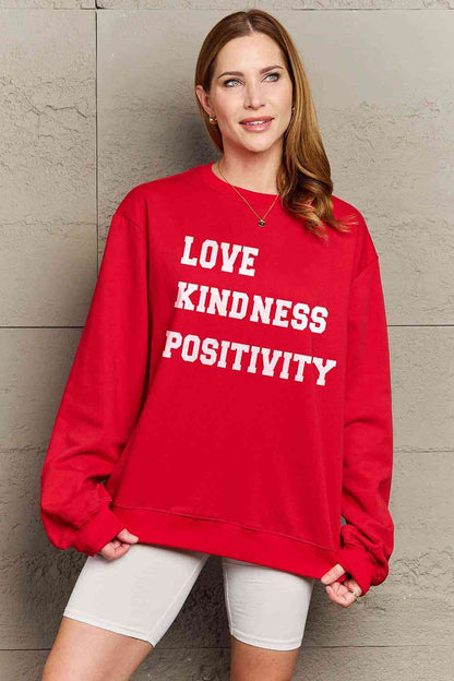 Simply Love Taille réelle LOVE KINDNESS POSITIVITY Sweat-shirt graphique