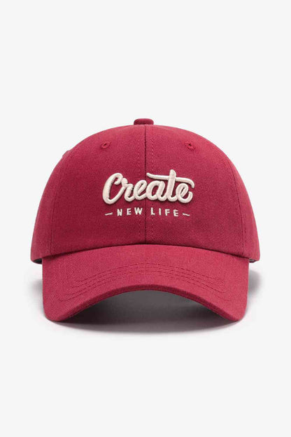 CREATE NEW LIFE Gorra de béisbol de algodón ajustable