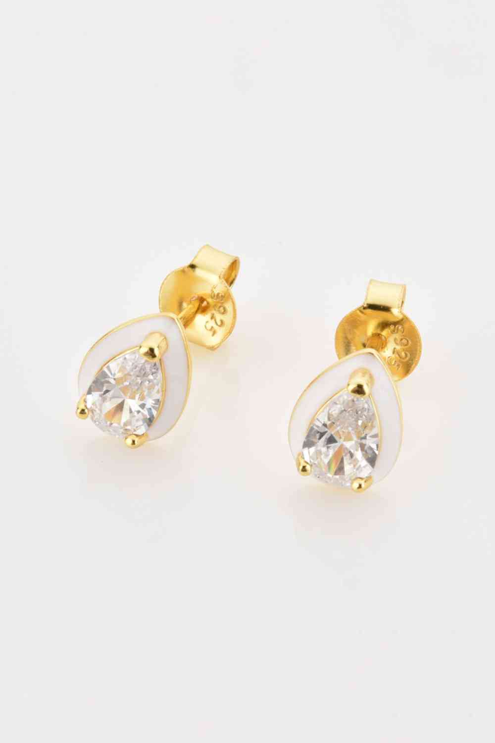 925 Sterling Silver Zircon Teardrop Stud Earrings