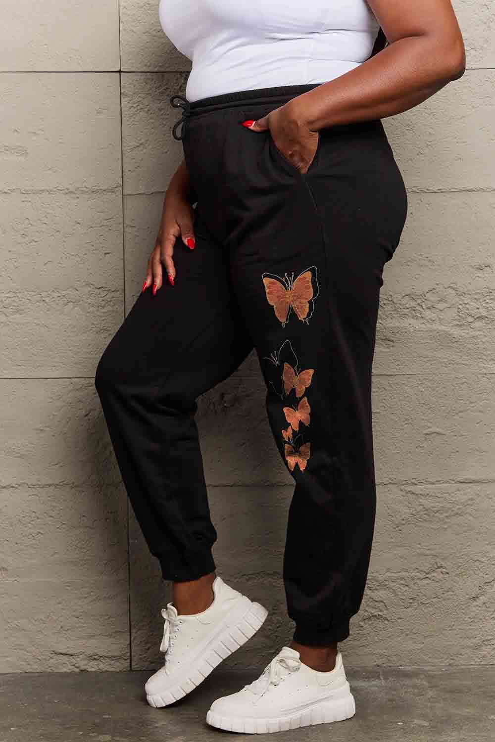 Simply Love - Pantalon de survêtement à motif papillon pleine taille