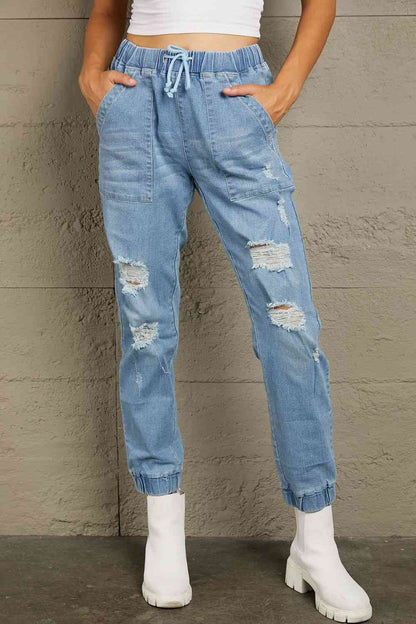 Pantalon de jogging avec poches en denim effet vieilli Baeful