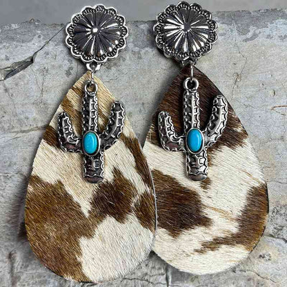 Boucles d'oreilles pendantes cactus turquoise