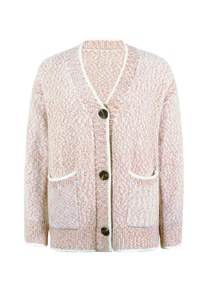 Cardigan boutonné à col en V avec poches