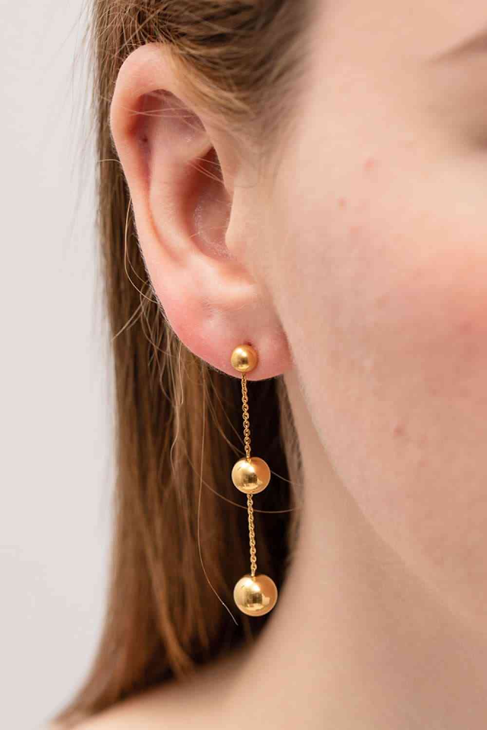 Boucles d'oreilles en acier inoxydable avec perles et chaîne