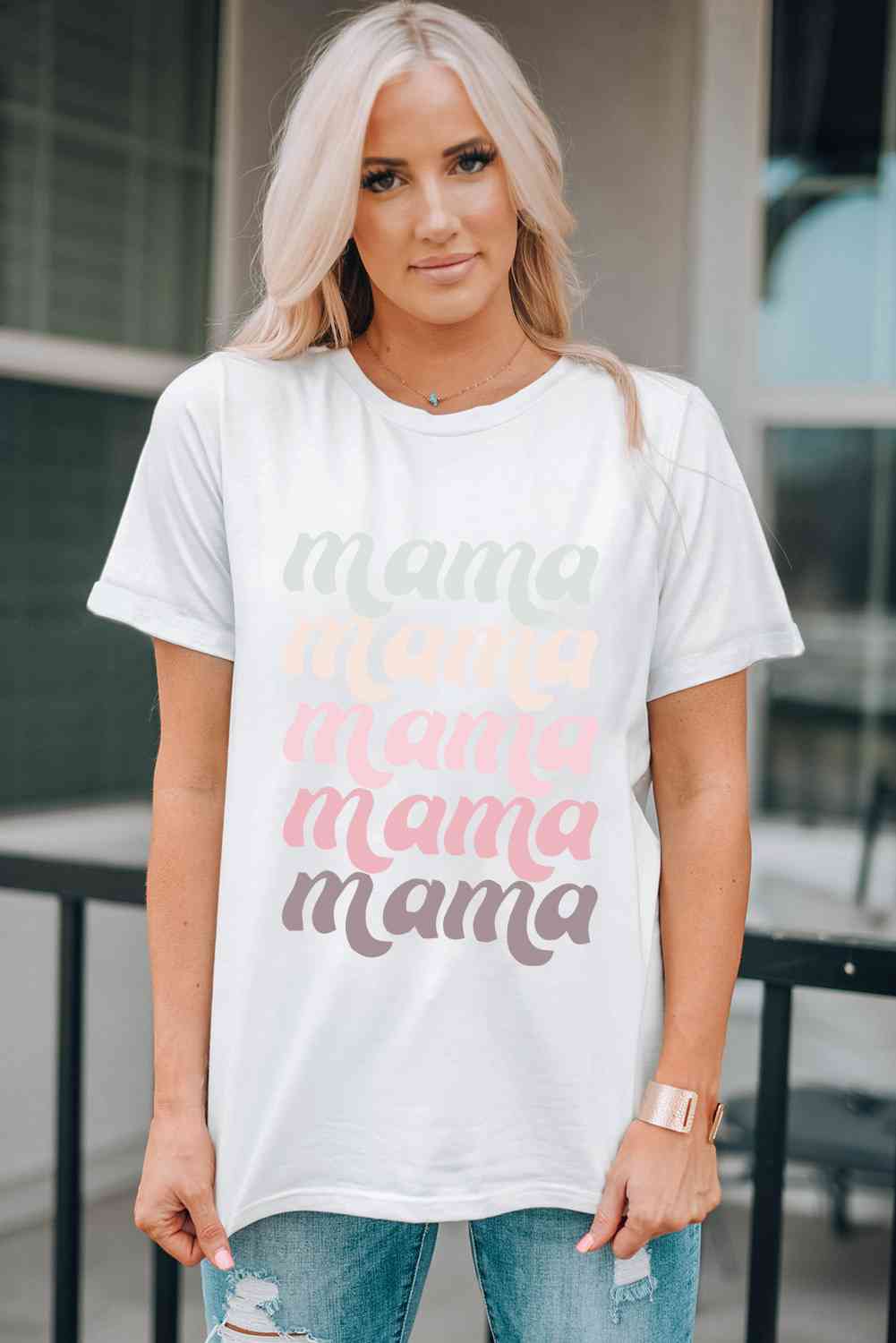 Camiseta con estampado gráfico en contraste MAMA